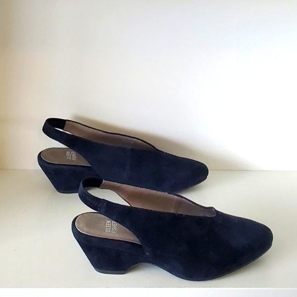 Eileen Fisher Gatwick Nubuck Slingback Block Heel Pumps - Picture 5 of 8